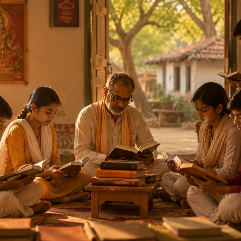 Spiritual library study circle in village