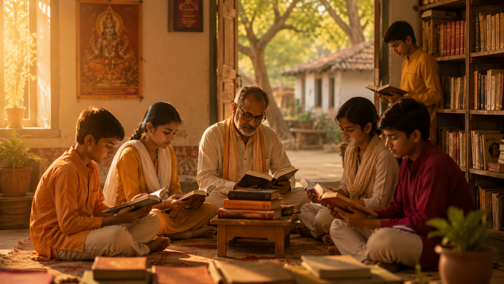 Spiritual library study circle in village